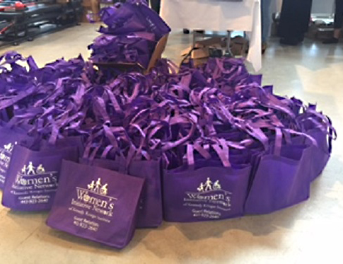 A photo of welcome bags put together by WIN members