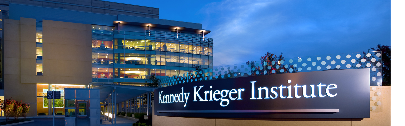 Evening view of Kennedy Krieger's 801 Building