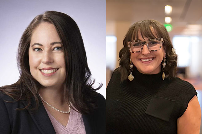 Headshots of conference co-chairs Stacey Beichler (left) and Maeve Coakley (right).