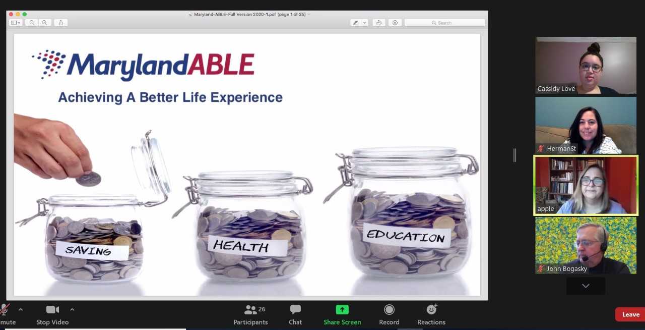 CORE Foundations participates in the Maryland ABLE webinar via Zoom