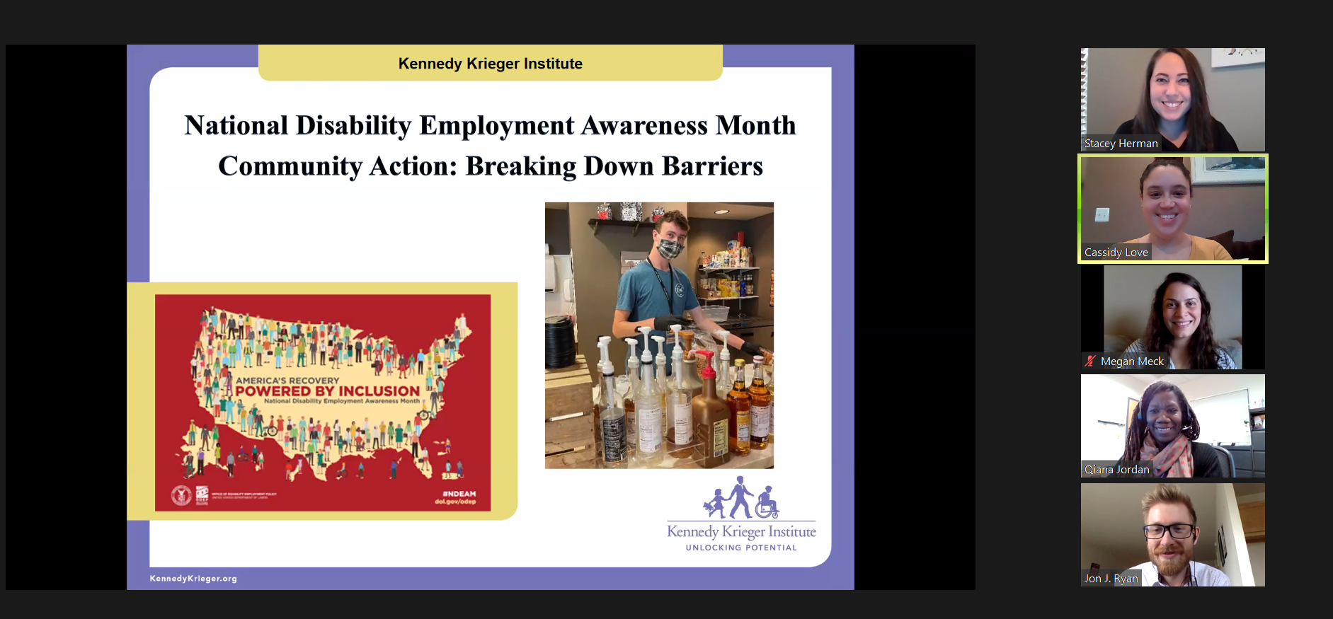 Screenshot of National Disability Employment Awareness Month Zoom call.