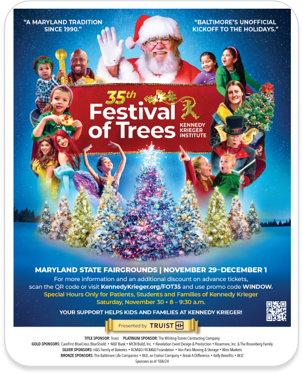 Full page ad for the 35th Festival of Trees.