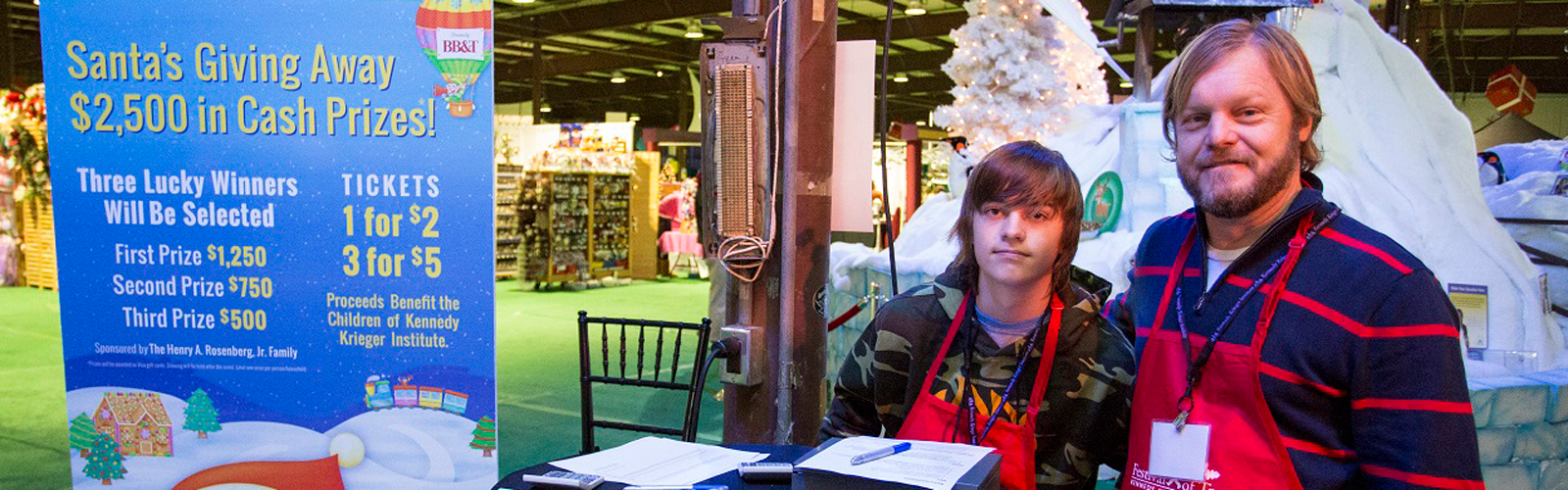 Two volunteers at Festival of Trees.