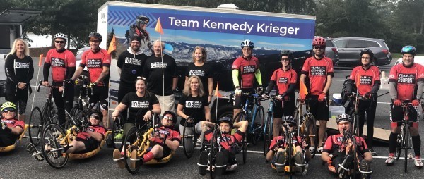 Team Kennedy Krieger poses for a team photo at the 2021 Baltimore Running Festival.