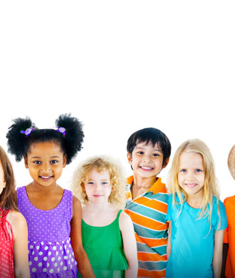 A group of children smiling.