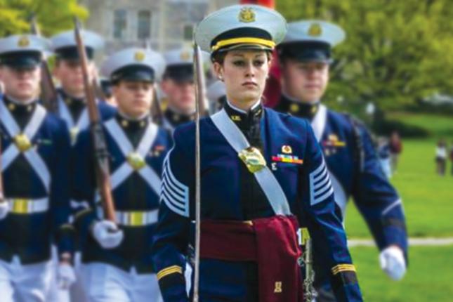 Kylie Himmelberger marching with the Air Force ROTC